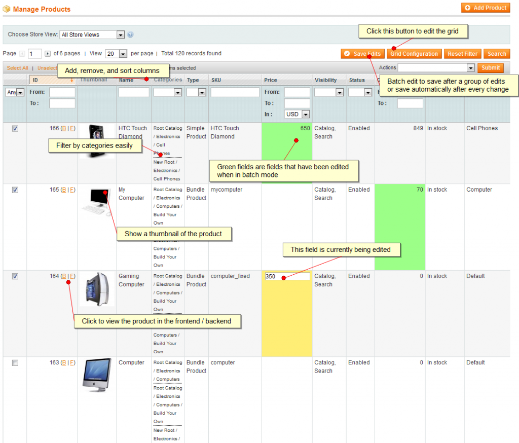 Extenteded product grid